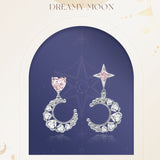 Boucles d'oreilles en argent sterling FANCIME "Rêve maussade" avec lune et étoile suspendues