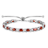 "Glamour Radiance" Bracelet de tennis en argent sterling avec grenat, pierre de naissance de janvier, chaîne bolo classique