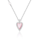 FANCIME "Moment Rose" Collier en Argent Sterling Cœur Rose