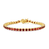 "Force Audacieuse" Bracelet Tennis en Argent Sterling Grenat Rouge