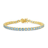 "Bonheur Bleu" Bracelet Tennis en Argent Sterling Aigue-marine