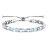 "Glamour Radiance" Bracelet de tennis en argent sterling avec pierre de lune, pierre de naissance de juin, chaîne bolo classique