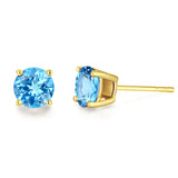 Boucles d'oreilles en pierres précieuses en or jaune massif 14k en forme ronde FANCIME