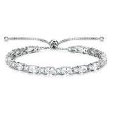 "Glamour Radiance" Bracelet de tennis en argent sterling, pierre de naissance d'avril, chaîne bolo classique