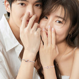 FANCIME "Temps Romain" Bracelets en Argent Sterling Chaîne de Blé Cercles Entrelacés pour Couples
