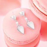 FANCIME "Moment Rose" Boucles d'Oreilles Pendantes en Argent Sterling Cœur Rose Avec Perle Blanche et Pierres CZ