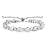 "Glamour Teardrop" Bracelet de tennis en argent sterling, pierre de naissance d'avril, chaîne bolo classique