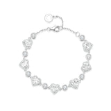 FANCIME "Mme Charmante" Bracelet de Tennis en Argent Sterling avec Cœur Halo et Pierre de Naissance d'Avril