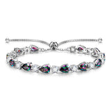 "Glamour Teardrop" Bracelet de tennis en argent sterling avec alexandrite, pierre de naissance de juin, chaîne bolo classique