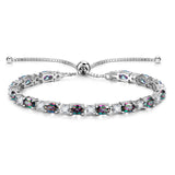 "Glamour Radiance" Bracelet de tennis en argent sterling avec alexandrite, pierre de naissance de juin, chaîne bolo classique