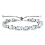 "Glamour Teardrop" Bracelet de tennis en argent sterling avec pierre de lune, pierre de naissance de juin, chaîne bolo classique