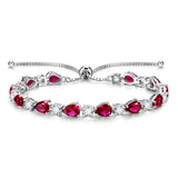 "Glamour Goutte" Pierre de naissance de juillet Rubis Bracelet de tennis en argent sterling Chaîne Bolo classique