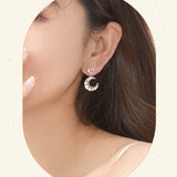 Boucles d'oreilles en argent sterling FANCIME "Rêve maussade" avec lune et étoile suspendues
