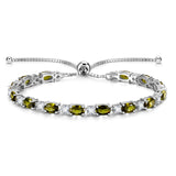 "Glamour Radiance" Bracelet de tennis en argent sterling avec péridot, pierre de naissance d'août, chaîne bolo classique