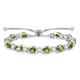 "Glamour Goutte" Pierre de naissance d'août Péridot Bracelet de tennis en argent sterling Chaîne Bolo classique
