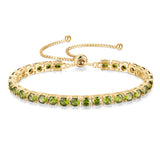 "Élégance Éternelle" Bracelet de Tennis en Péridot en Argent Sterling avec Chaîne Bolo Classique