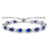 "Glamour Goutte" Pierre de naissance de septembre Saphir Bracelet de tennis en argent sterling Chaîne Bolo classique