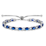 "Glamour Radiance" Bracelet de tennis en argent sterling avec saphir, pierre de naissance de septembre, chaîne bolo classique
