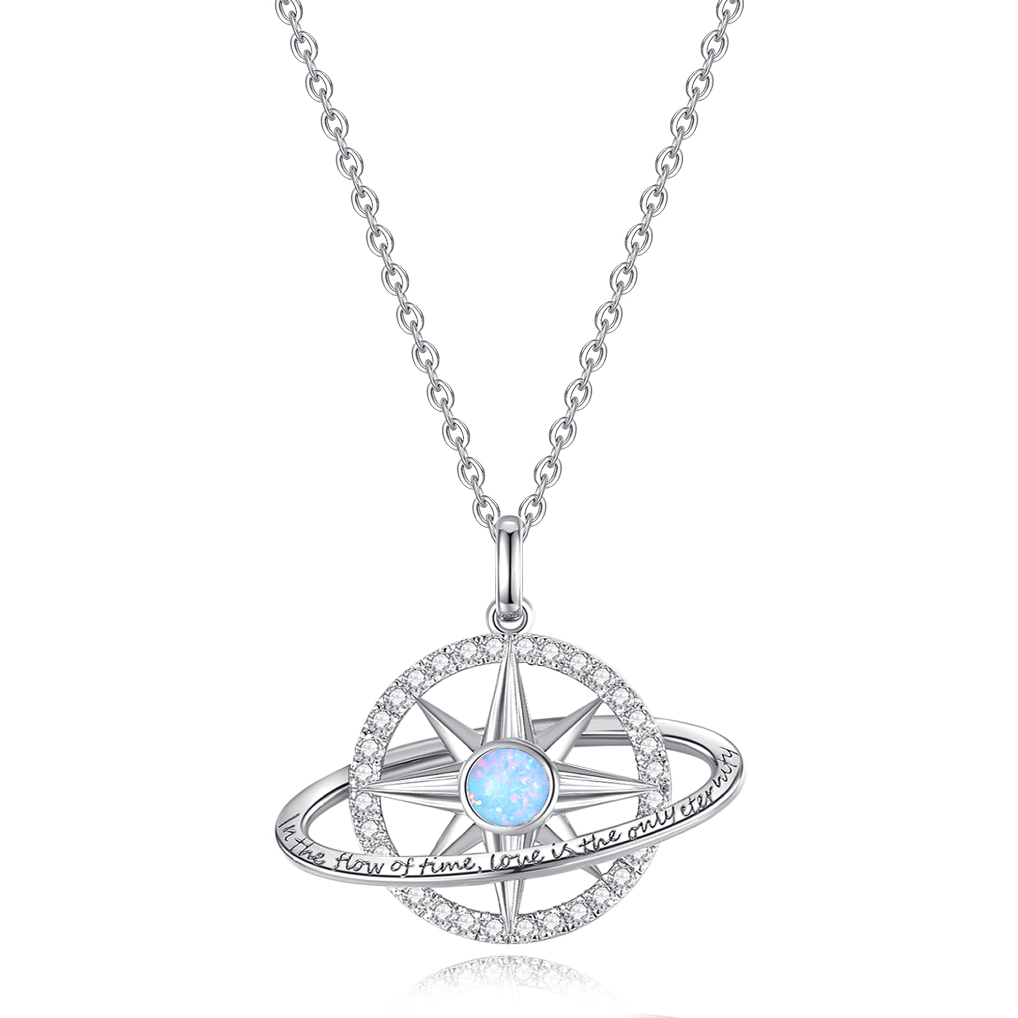 FANCIME "Stellar Promise" Opale Pierre de naissance d'octobre Collier en argent sterling