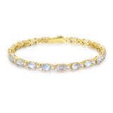 "Radiance Glamour" Bracelet en Pierre de Lune Taillé Fancy en Argent Sterling de Juin