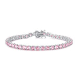 "Romance Rose" Bracelet Tennis en Argent Sterling Pierre Rose