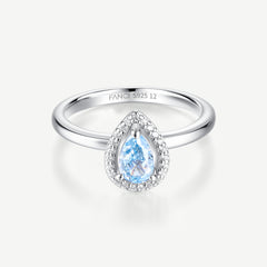 Anneau en Argent avec Pierre de Naissance Ocean Eye en Aigue-Marine