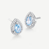 Boucles d'Oreilles en Argent avec Pierre de Naissance Ocean Eye en Aigue-Marine
