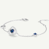 Trinity Textured Silver Bracelet in Created Sapphire