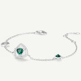 Trinity Textured Silver Bracelet in Created Emerald