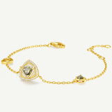 Trinity Textured Silver Bracelet in Created Peridot