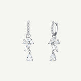 Boucles d'oreilles en argent sterling "Groupe de fleurs de glycine" avec créoles florales