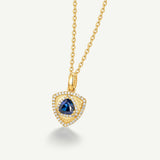 Trinity Textured Silver Necklace in Created Sapphire