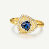 Trinity Textured Silver Ring in Created Sapphire