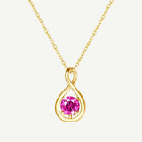 "Étreinte Infinie" Pendentif en Argent Sterling avec Symbole d'Infini et Pierre de Naissance d'Octobre en Tourmaline Rose - Or