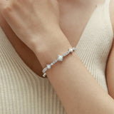 Bracelets de tennis en argent sterling opale "Square Sparkle" pierre de naissance d'octobre FANCIME