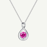"Étreinte Infinie" Pendentif en Argent Sterling avec Symbole d'Infini et Pierre de Naissance d'Octobre en Tourmaline Rose - Argent