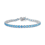 "Délice Joyeux" Bracelet Tennis en Argent Sterling Topaze Bleue