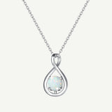 "Étreinte Infinie" Pendentif en Argent Sterling avec Symbole Infini et Pierre de Naissance d'Octobre Opale - Argent