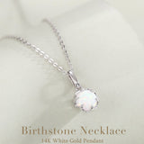 FANCIME “Everbloom” Pendentif en Opale de Octobre en Or Blanc 14K avec Chaîne en Argent Sterling