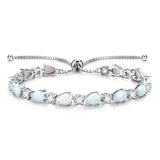 "Glamour Goutte" Pierre de naissance d'octobre Opale Bracelet de tennis en argent sterling Chaîne Bolo classique