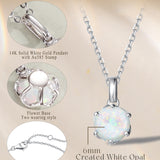 FANCIME “Everbloom” Pendentif en Opale de Octobre en Or Blanc 14K avec Chaîne en Argent Sterling