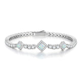 Bracelets de tennis en argent sterling opale "Square Sparkle" pierre de naissance d'octobre FANCIME
