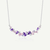 Collier en argent "Chuchotement de glycine" avec barre fleur tourmaline rose