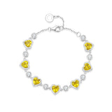 FANCIME "Mme Charmante" Bracelet de Tennis en Argent Sterling avec Cœur Halo et Pierre de Naissance de Novembre Citrine