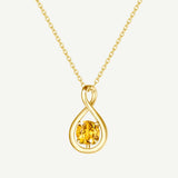 "Étreinte Infinie" Pendentif en Argent Sterling avec Symbole Infini et Pierre de Naissance de Novembre Citrine - Or