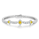 Bracelets de tennis en argent sterling citrine "Square Sparkle" pierre de naissance de novembre FANCIME