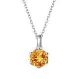 FANCIME “Everbloom” Pendentif en Citrine de Novembre en Or Blanc 14K avec Chaîne en Argent Sterling