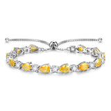 "Glamour Goutte" Pierre de naissance de novembre Citrine Jaune Bracelet de tennis en argent sterling Chaîne Bolo classique