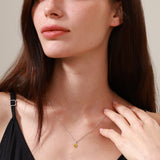 FANCIME “Everbloom” Pendentif en Citrine de Novembre en Or Blanc 14K avec Chaîne en Argent Sterling