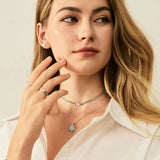 FANCIME "Soluna Nexus" Turquoise Pierre de naissance de décembre Collier en argent sterling